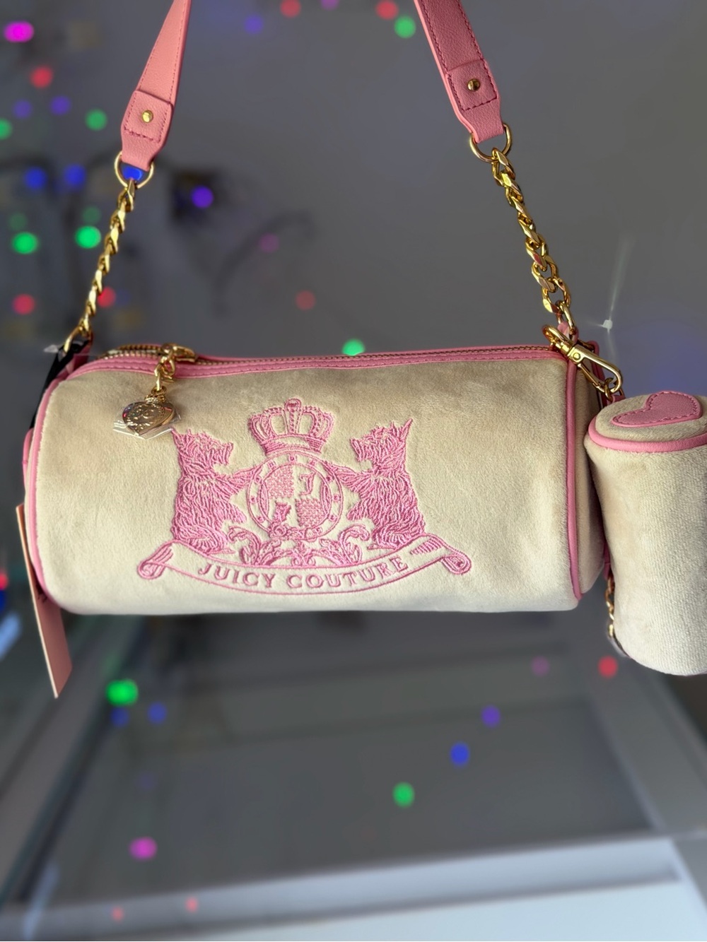 Juicy Couture Heritage Barrel Shoulder Bag Choose Scottie Dogs Sandstone Pink